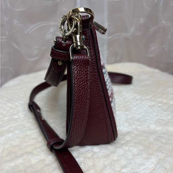 Kate Spade Stylish Plaid Shoulder Bag - Burgundy and White - Picture 10 of 15